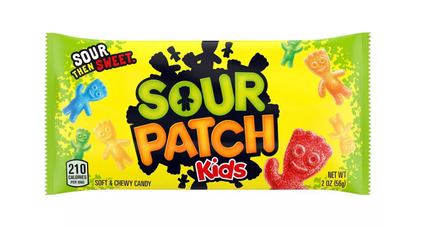 Sour Patch: small sour patch bags 2 bags count 56 grams